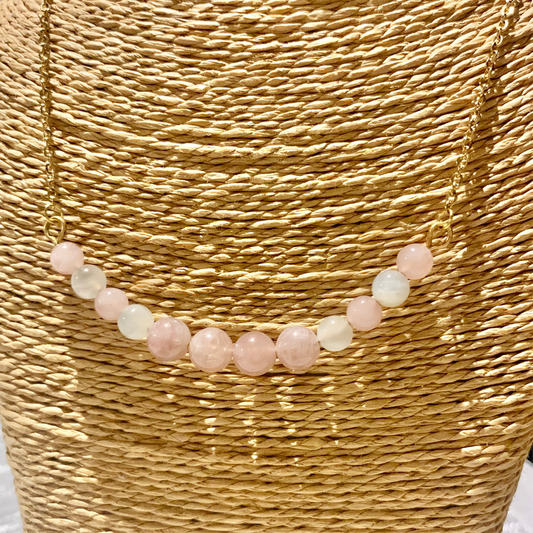 Collier Pierre de Lune & Quartz rose