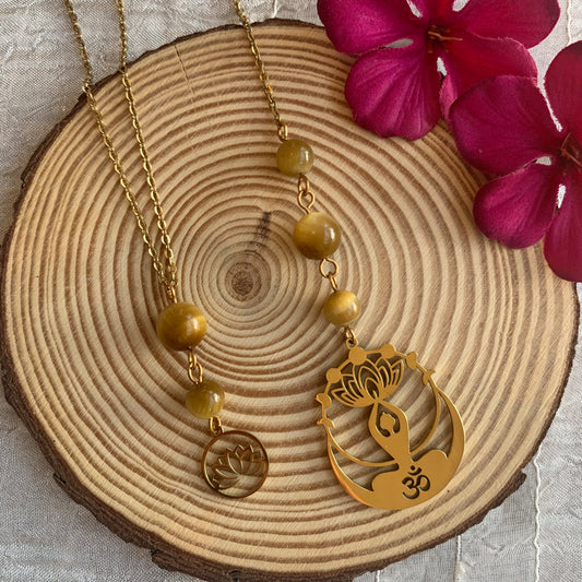 Collier de dos Oeil de tigre doré Ohm