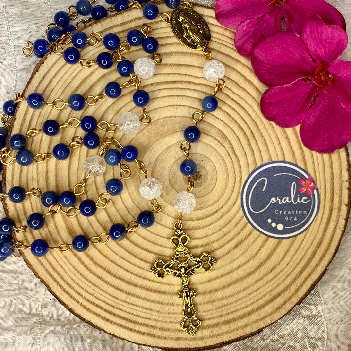 Chapelet Aventurine Bleue & Cristal de roche