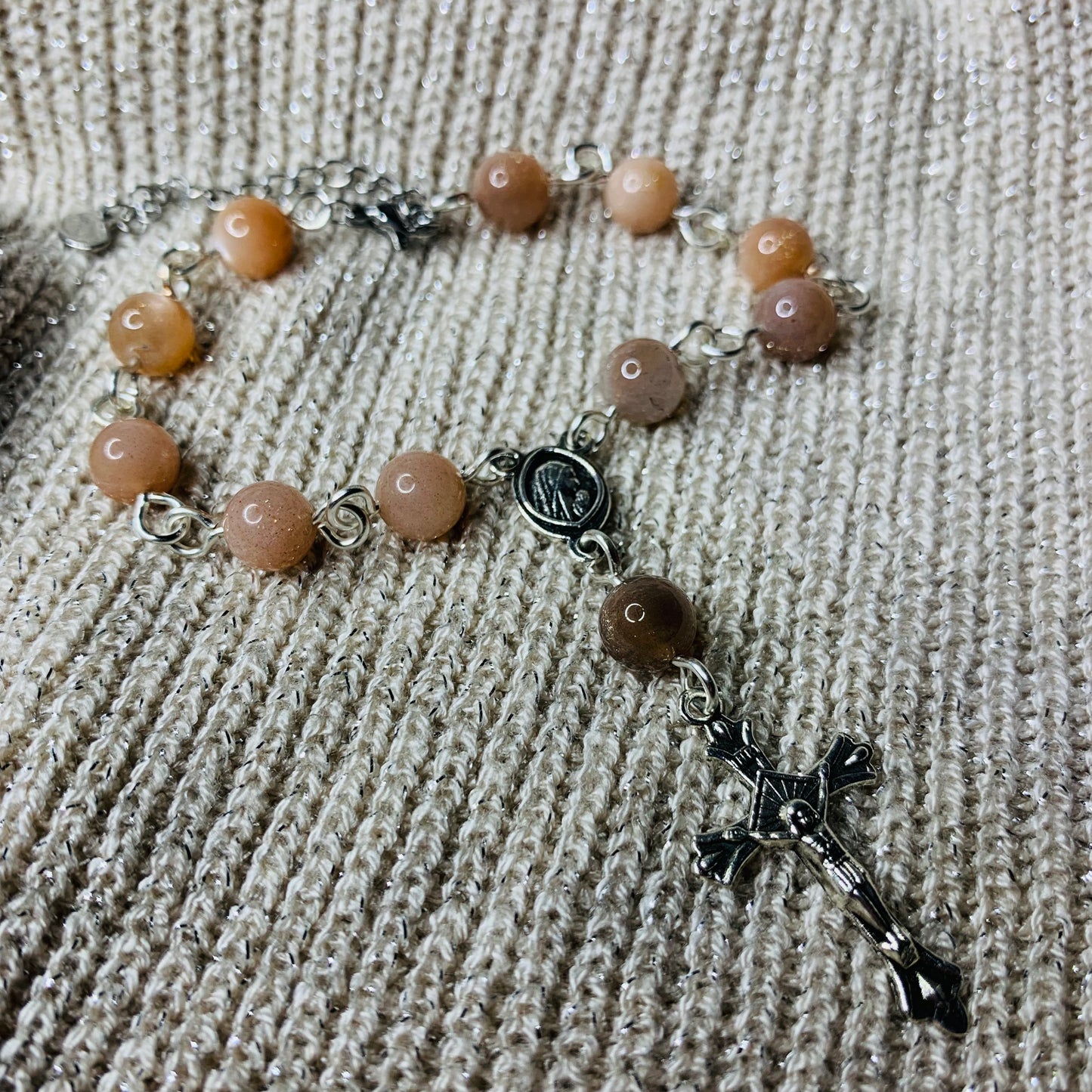 Bracelet Dizainier en Pierre de Lune rose