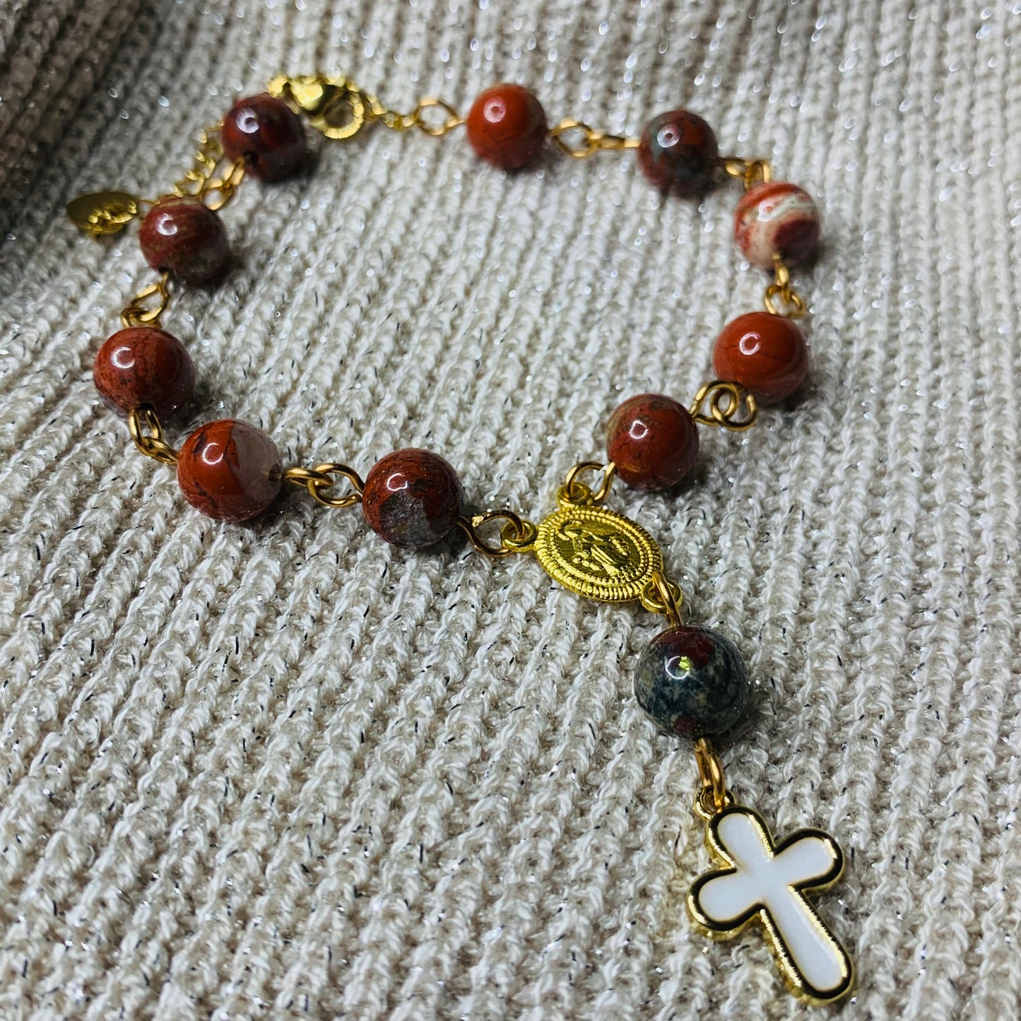 Bracelet Dizainier en Jaspe rouge