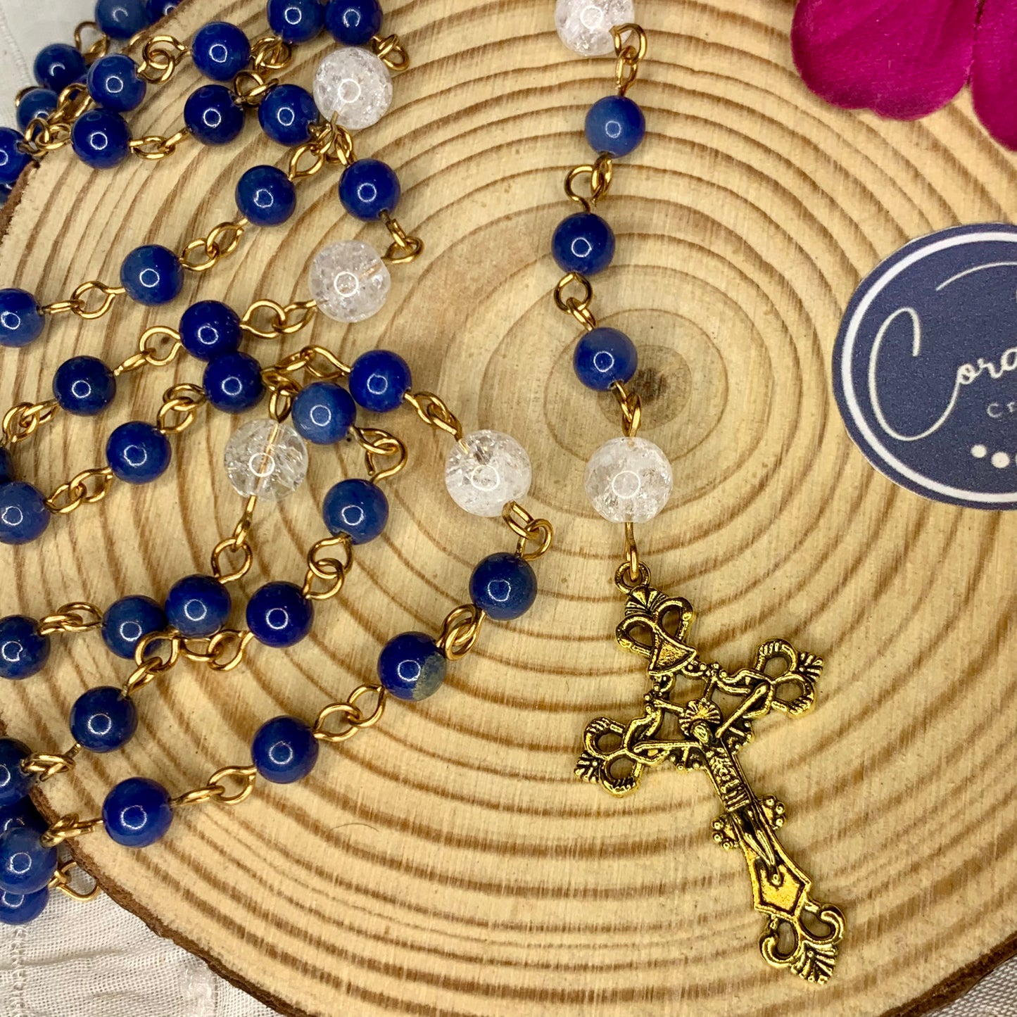 Chapelet Aventurine Bleue & Cristal de roche
