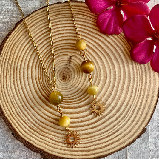 Collier de dos Œil de tigre doré