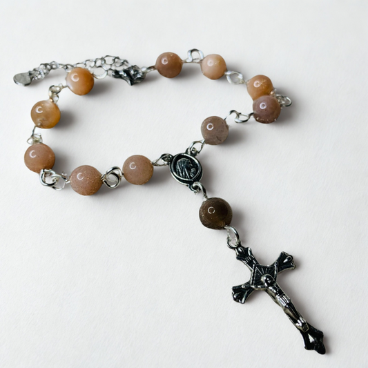 Bracelet Dizainier en Pierre de Lune rose